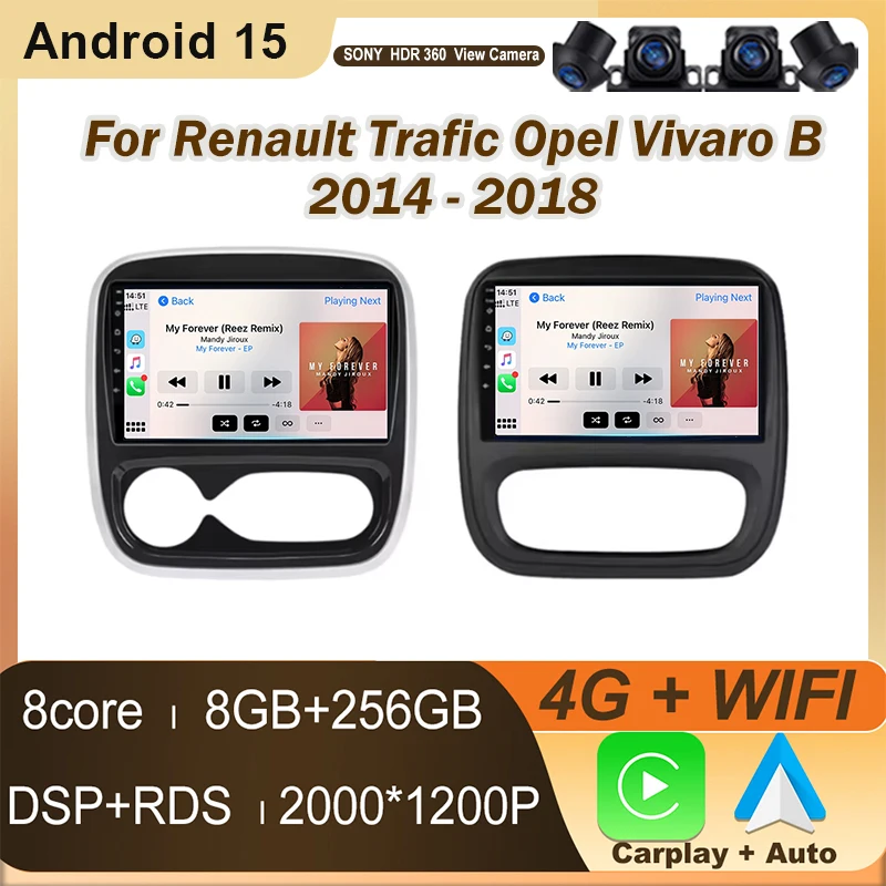 Car Radio For Renault Trafic 3 2014 - 2021 For Opel Vivaro B 2014 - 2018 Carplay Android Auto Stereo Multimedia Player Screen