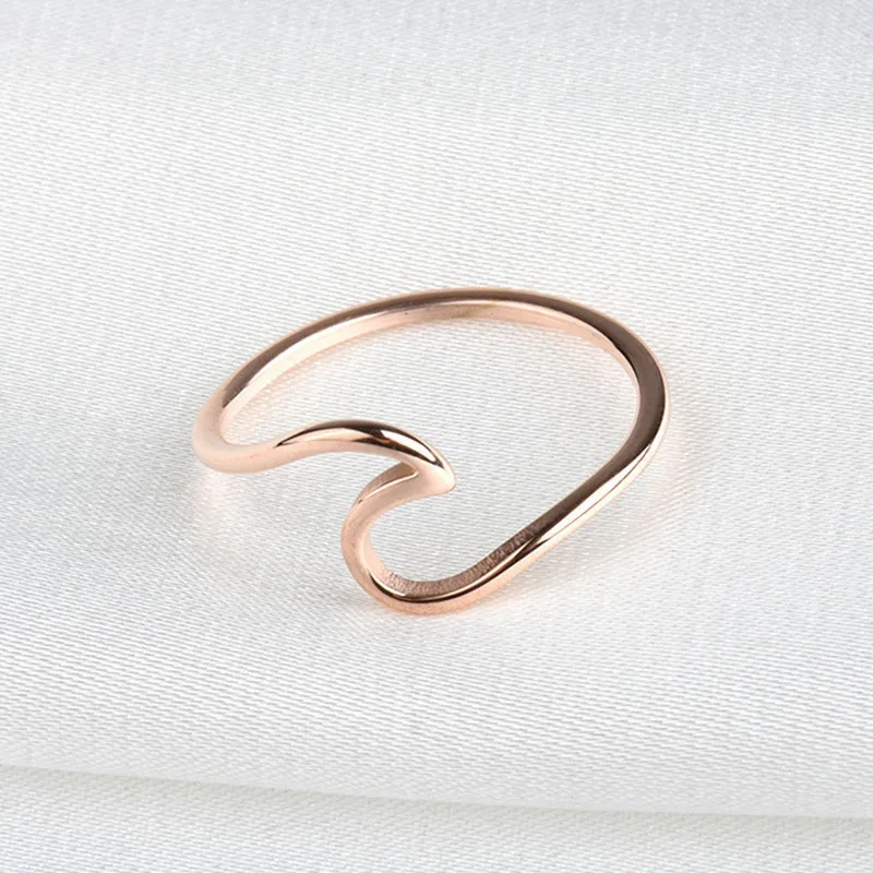 Fashion Simple Design Sea Wave Rings Ocean Surf Stainless Steel Finger Jewelry Ocean Surf Ring for Women Surfer Gift Wholesale