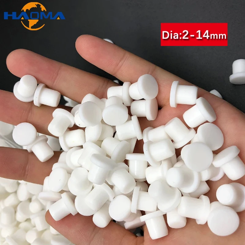 Plugue de vedação sólido branco 2-14mm, tampas de borracha de silicone, rolha de vedação em forma de t, alta temperatura, à prova de poeira, inserções, tampa final