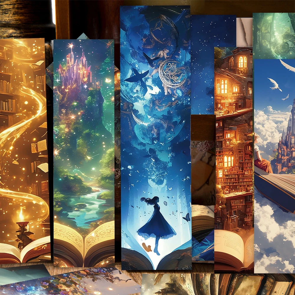 30PCS Fantasy Mystery Wizarding World Advanced Reading Bookmark Book Page Marker Cards Reading Cards Student Books Decoration