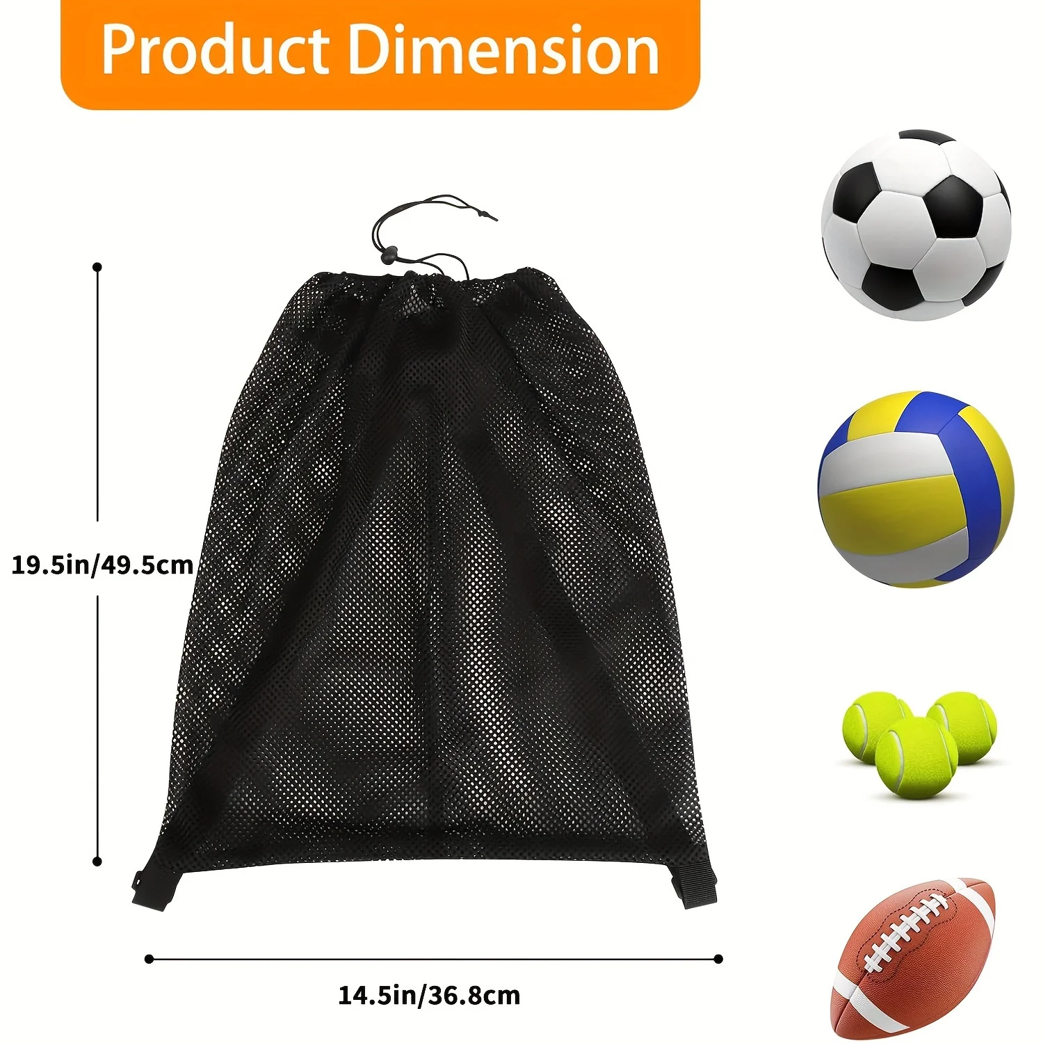 Ultra Dense Mesh Breathable Drawstring Backpack Sports Bag for Basketball Football Volleyball Storage