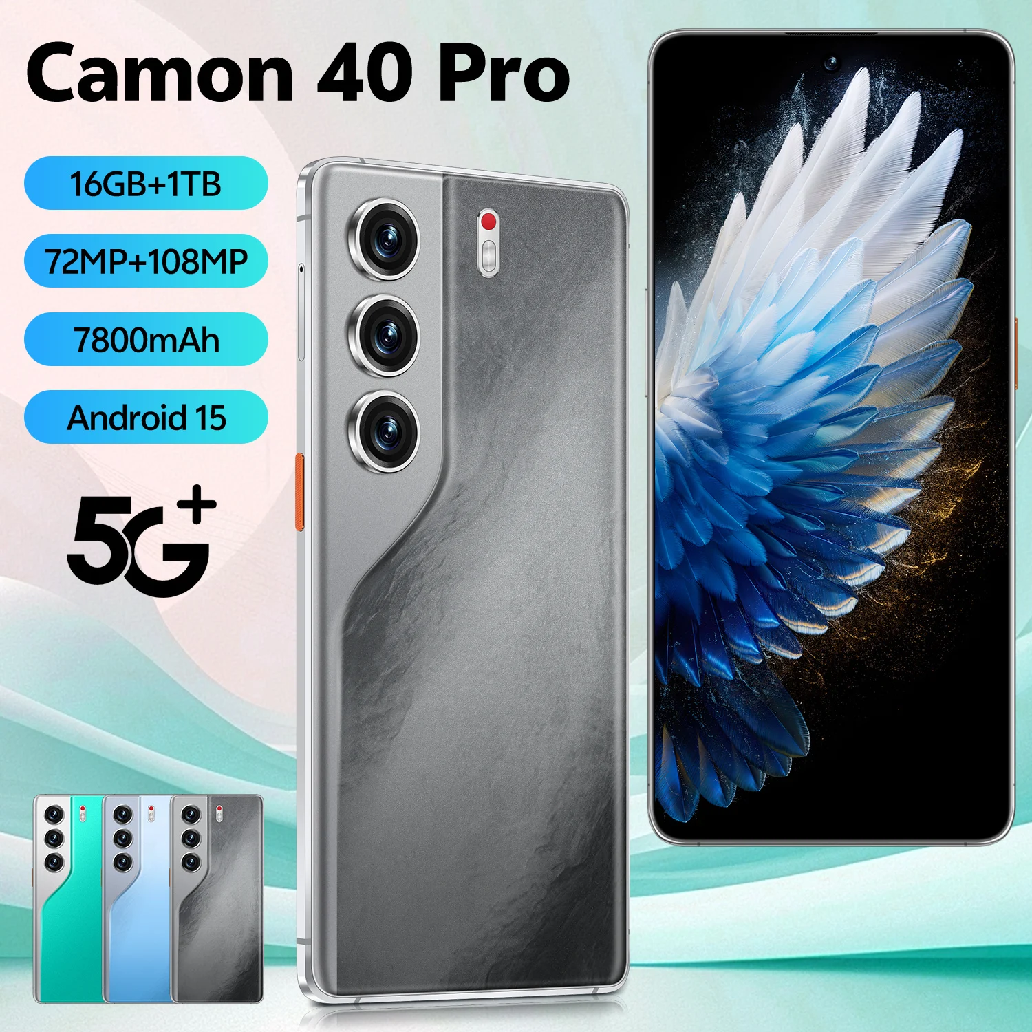 

Hot 2025 New Camon 40 Pro 7.3 inch HD 4K Android 14 16GB+1TB 7800mAh Battery 4G 5G Dual Sim Card WiFi GPS
