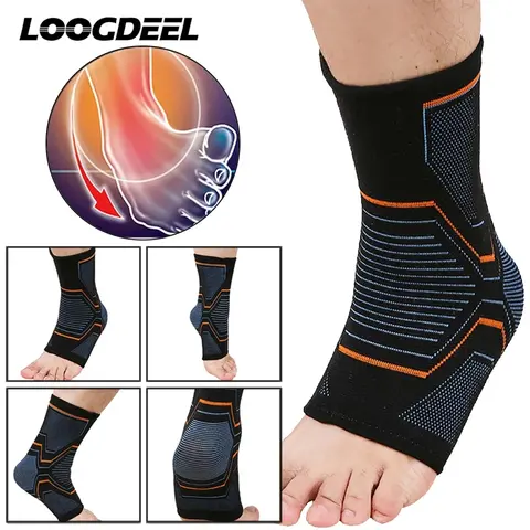 LOOGDEEL 1PCS 탄성 니트 스포츠 발목 지원 중괄호 피트니스 사이클링 요가 농구 배구 발 관절 발목 보호