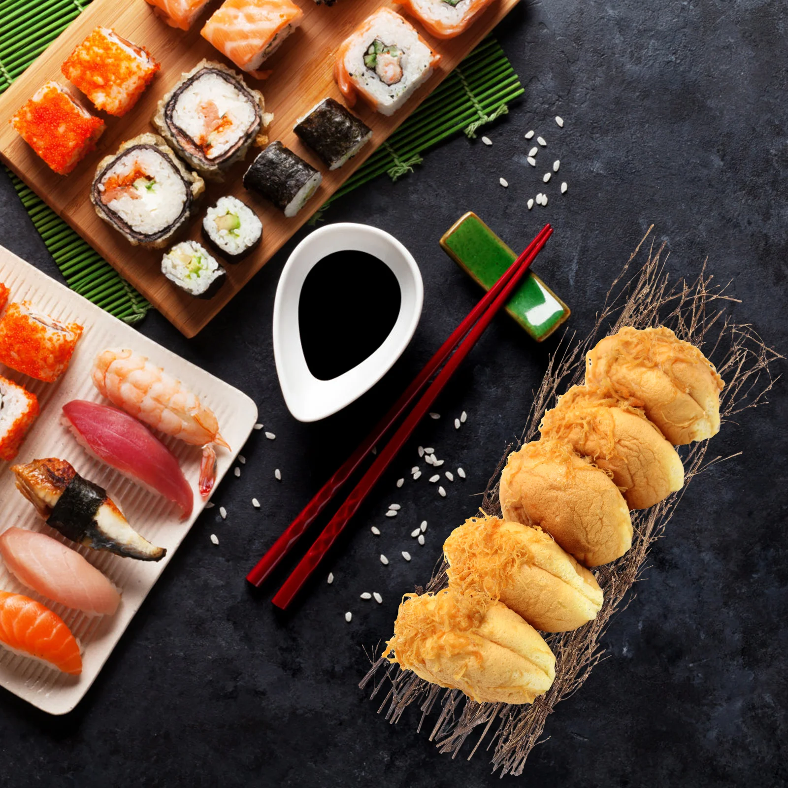

3pcs Bamboo Sushi Set Sashimi Plate Japanese Food Props Sashimi Plates Kitchen Bar Accessories