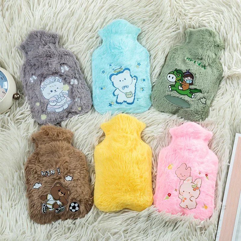 Lovely Cartoon Hand Warm Water Bottle Mini Hot Water Bottles Portable Villus Hand Warmer Girls Pocket Hand Feet Hot Water Bags