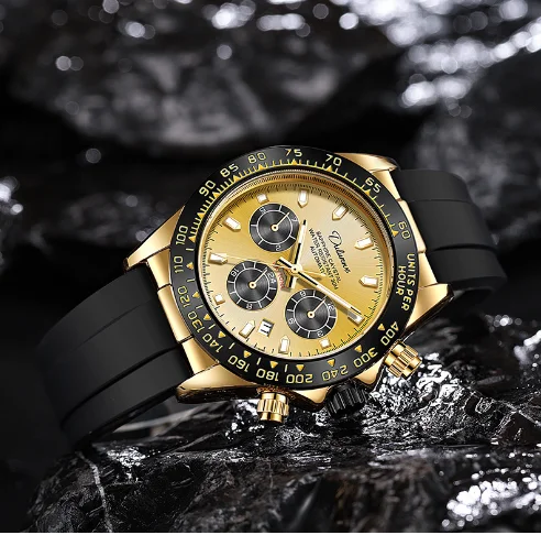 Business Men's Fully Automatic Mechanical Watch Silicone Strap Social Leisure Waterproof Calendar Night Light Clock Men's Watch