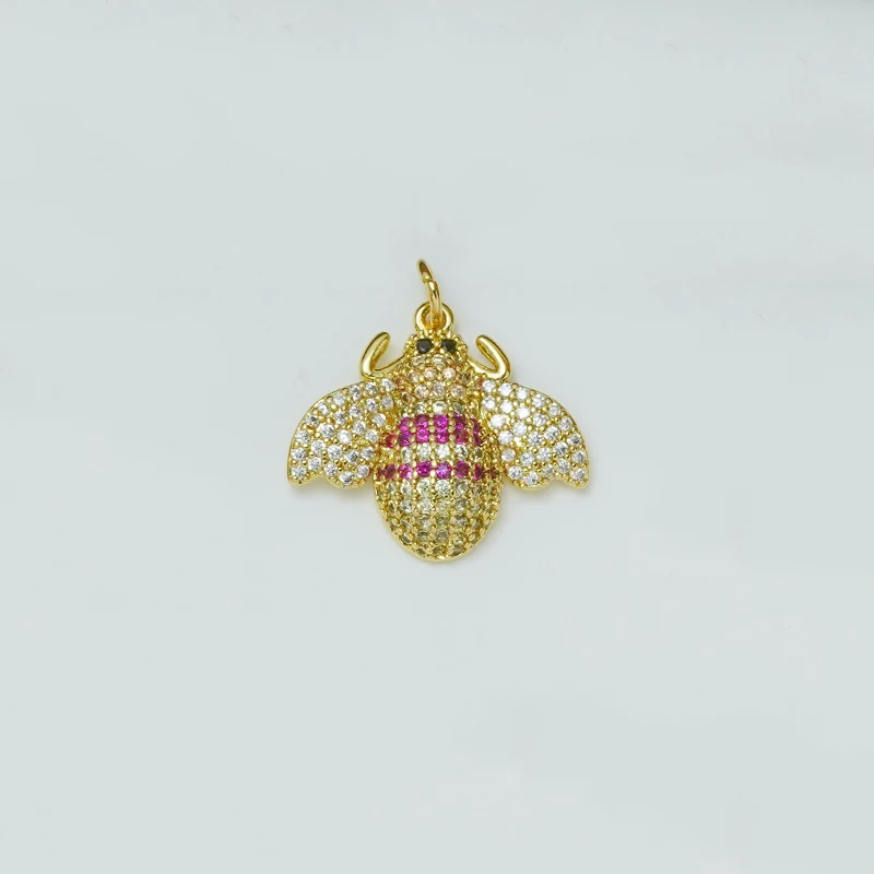 5Pcs Full Inlay Zircon Bees Pendant for Diy Earring Necklace Bracelet Making Accessories Animal Insect Brass Jewelry Wholesale
