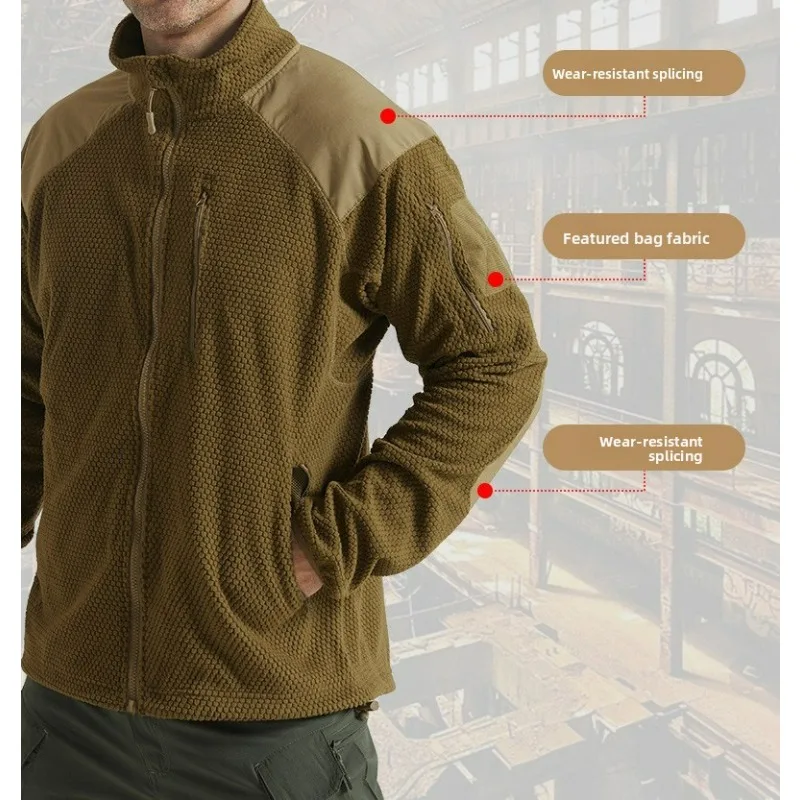 

Men's Sports Jacket Training Cycling Hiking Outdoor Hiking Fitness Tactics Warm Jacket Camping Stand Collar Fleece Jacket