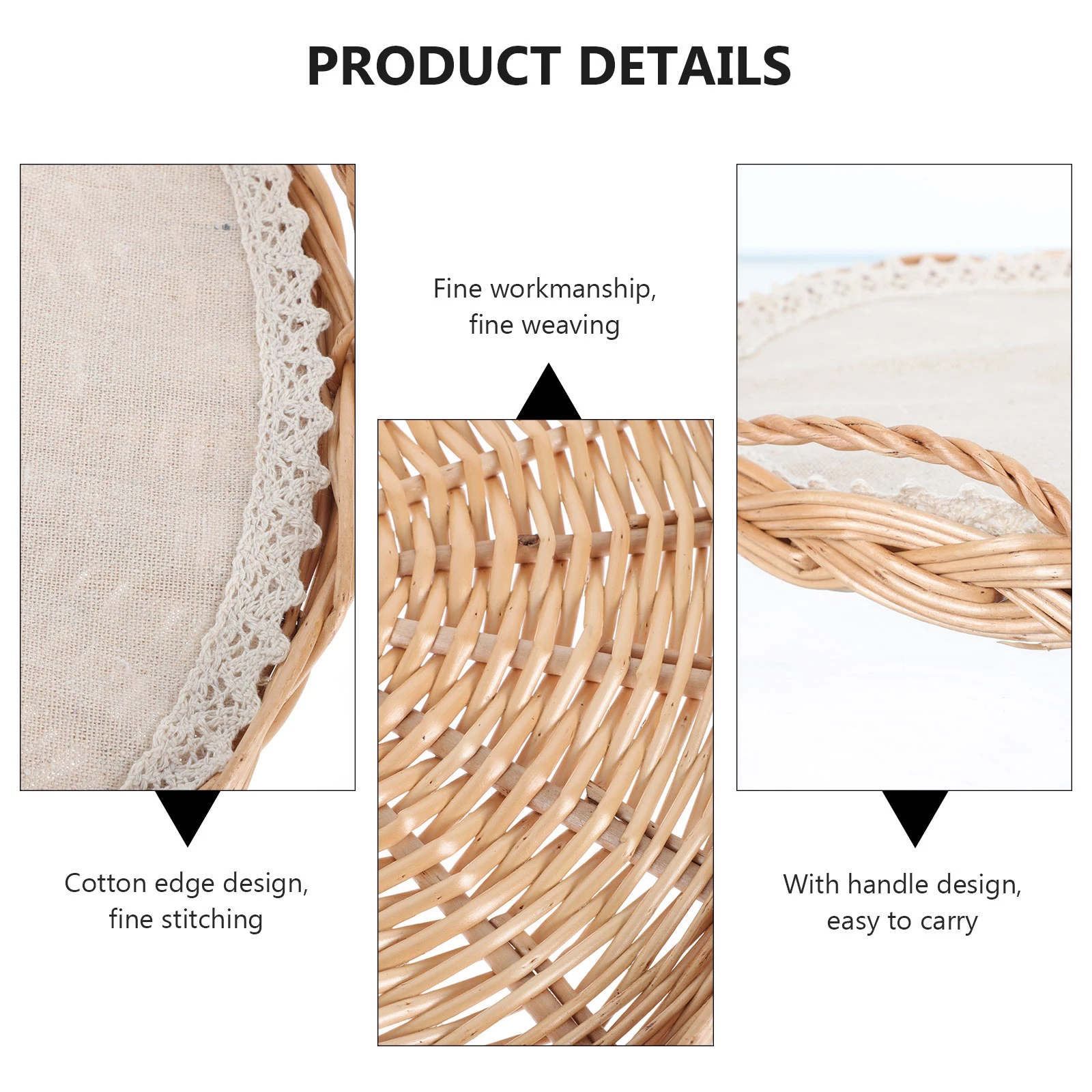 

Decorative Wicker Basket Eco-Friendly Multi-Functional for Bread Fruits Snacks Kitchen Storage Home Decor