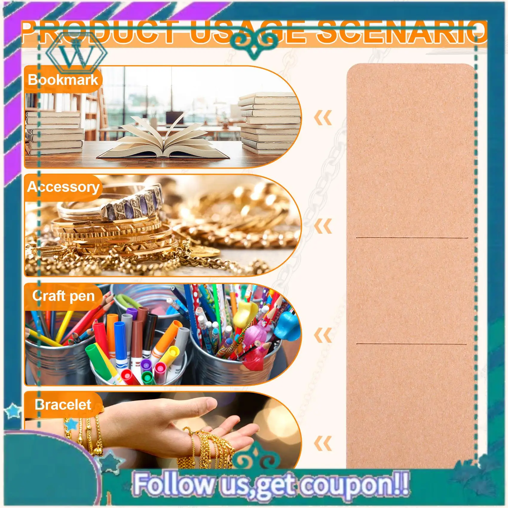 Upgraded 70 Pieces Kraft Bookmark Holder DIY Resin Bookmarks Blank Display Cards For Bookmark Gift Wrapping