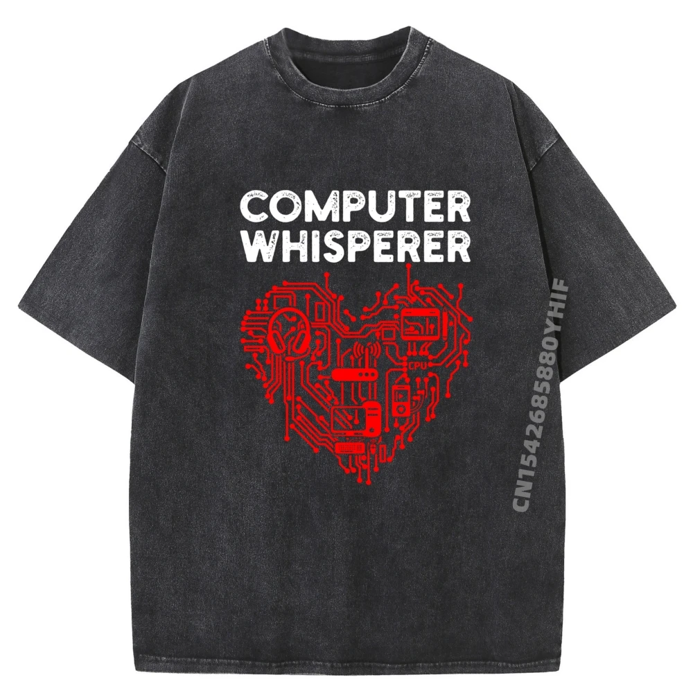 

Funny It Heart Computer Whisperer Summer Clothes Aesthetic Mens Designer Clothes Washed Graphic Tops T Shirt