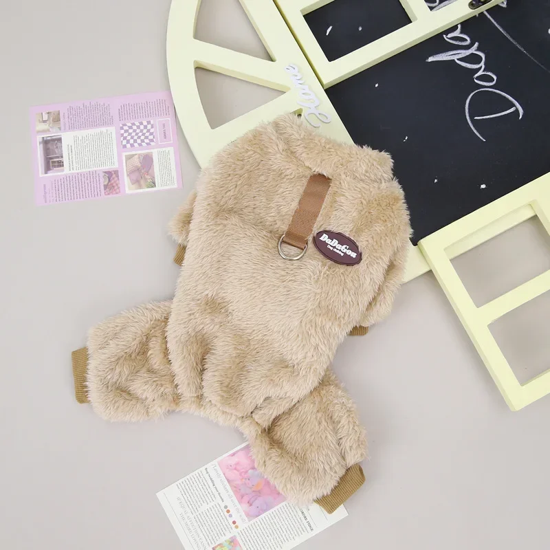 Winteroverall für Hunde, vierbeinig, warm, Haustierkleidung für kleine Hunde, Daunenoverall für Chihuahua, Mops, weiches Flanell-Hundekostüm – Detail 6