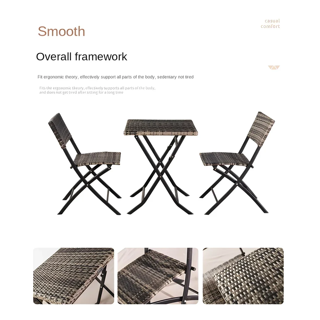 2026 Hot Sale Modern Style Hand Woven Rattan Sofa Outdoor Dining Wicker Folding Table Garden Patio Furniture Patio