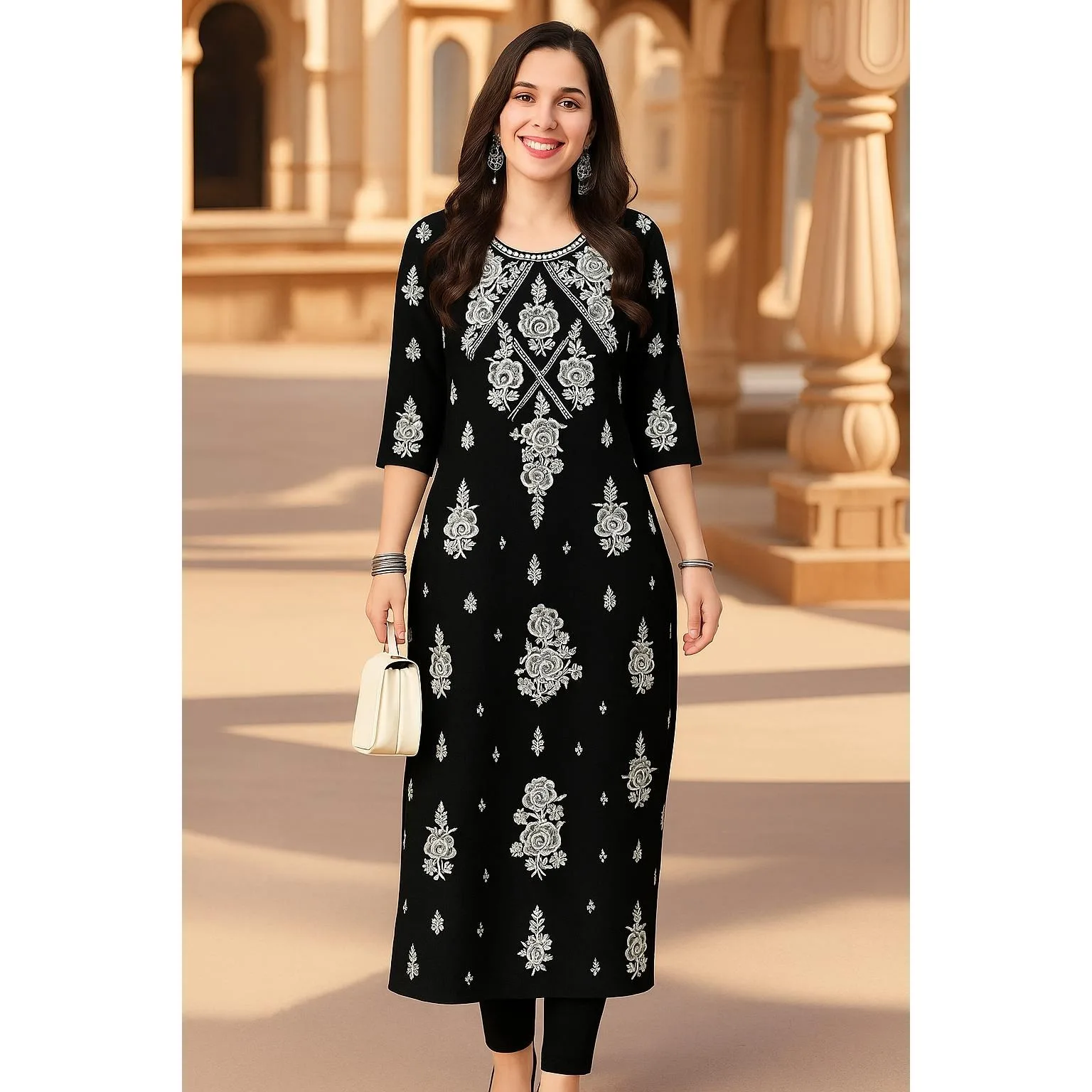 فستان كورت نسائي عصري وأنيق بأكمام طويلة أنبوب مستقيم كاجوال برقبة دائرية نمط طاووس فستان مريح جديد ropa arabe