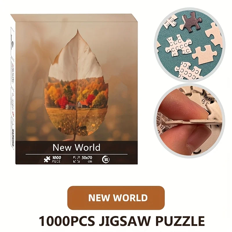 

1000-Piece Premium White Cardboard Jigsaw Puzzle | New World Leaf World Finished Size 70x50cm (27.5x19.7 Inches)Christmas Gifts