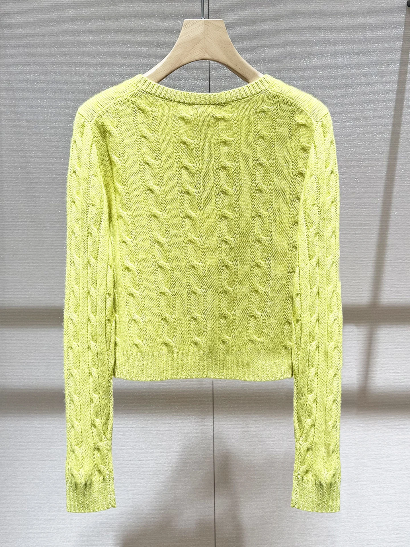 Ele Cárdigan de punto para mujer Slim Fit Long Sve round Ne Diseño en espiral con corte único en la cintura Otoño Nuevo Sle Transpirable C...