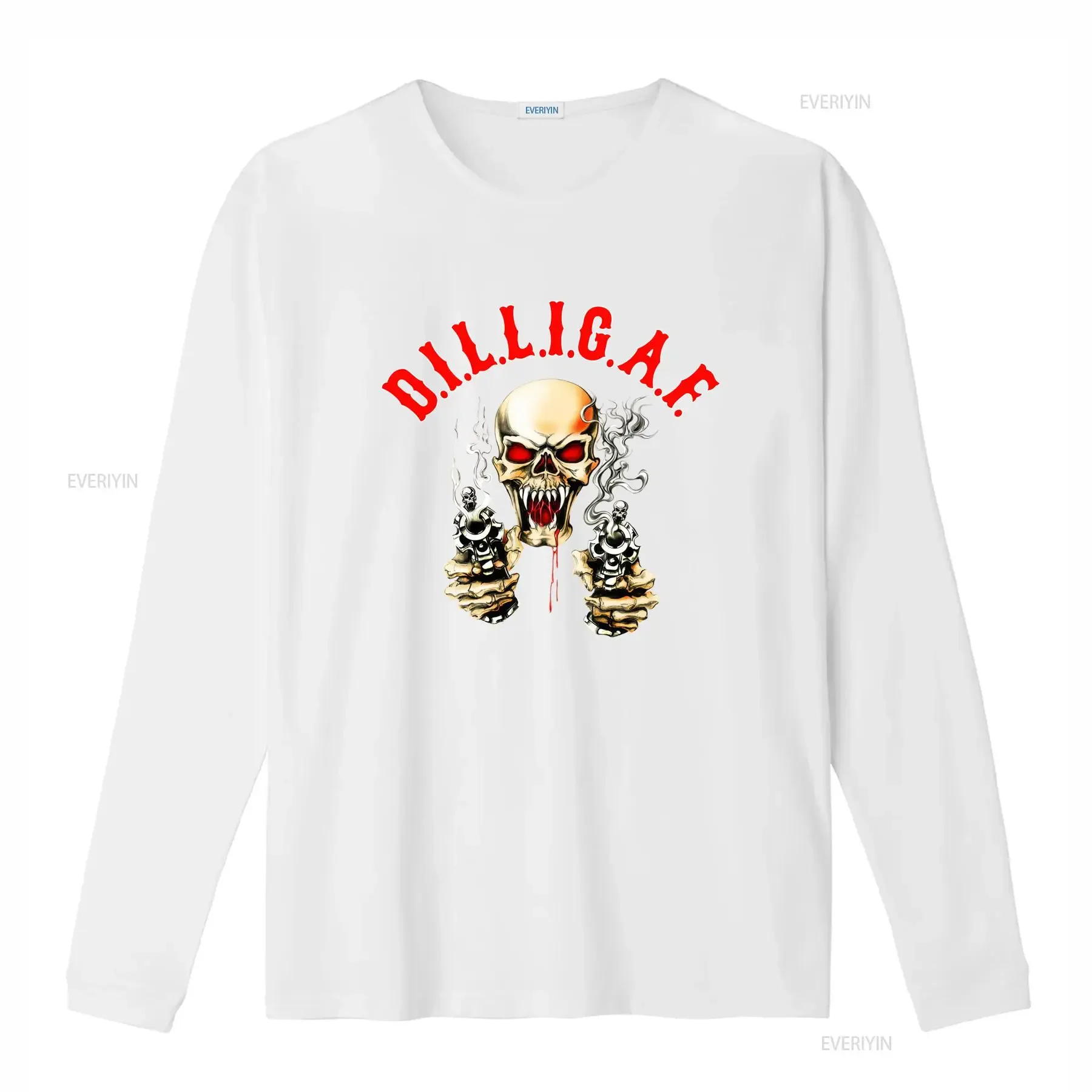DILLIGAF T Shirt Biker Skull Guns Design Do I Look Like Give AF vintage Washed Stylish Soft Casual Slightly homme Breathable view 4
