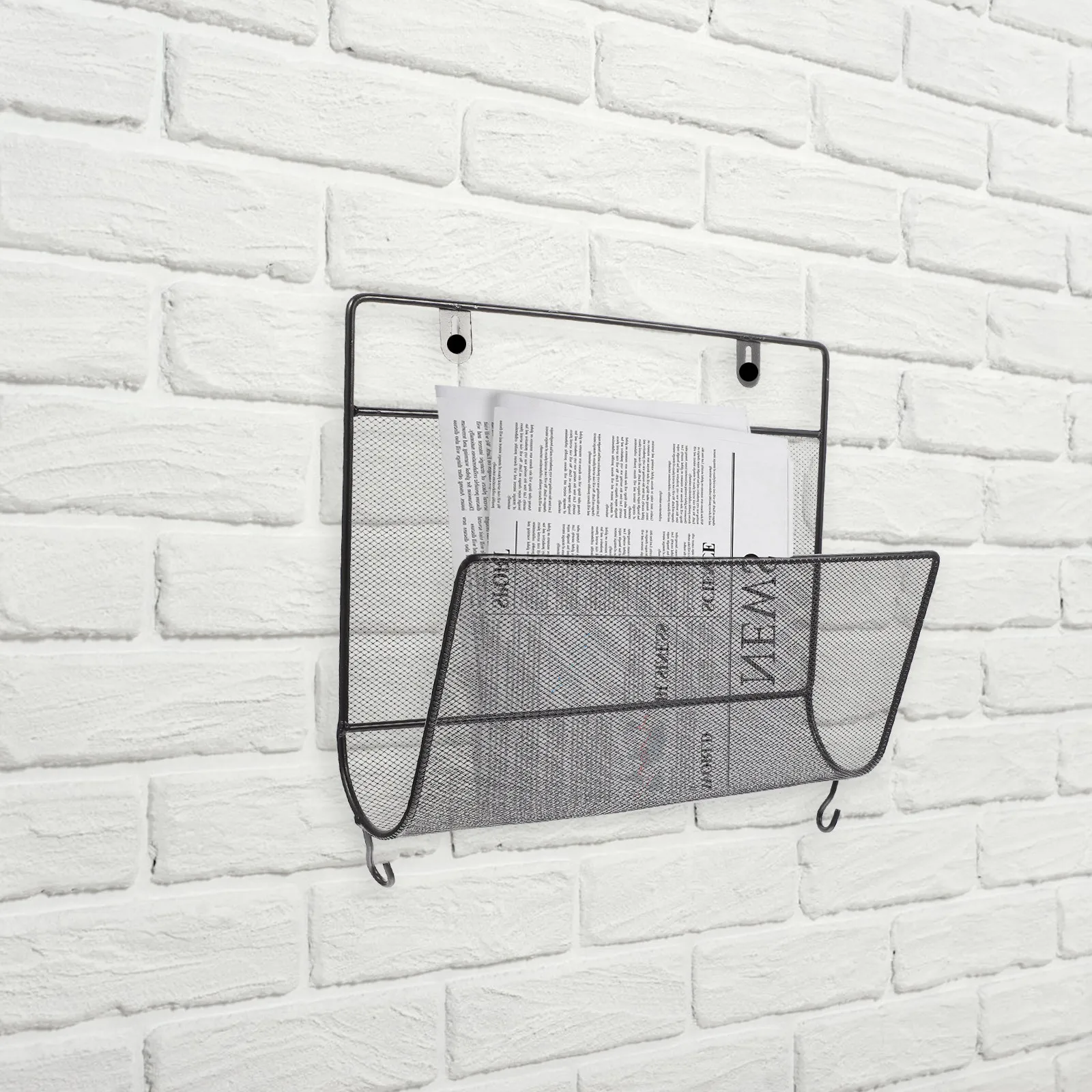 

Iron Wall Mounted Shelf Hanging File Organizer Book Storage Rack Wall Magazine Holder Home Office Bedroom Decor Storage Holder