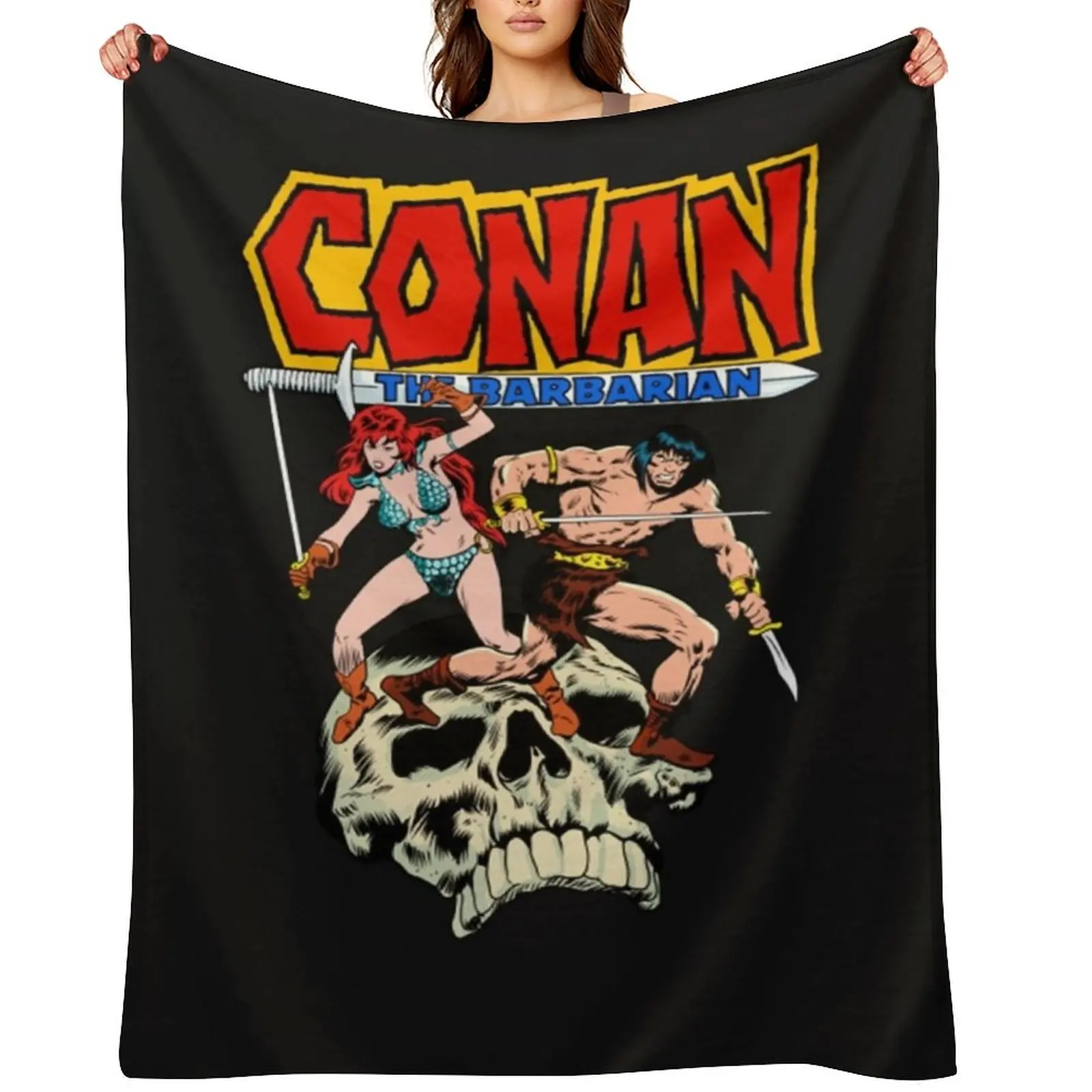 

Conan The Barbarian Conan and Red Sonja Throw Blanket Bed For Sofa Thin Hairy Cute Plaid Blankets