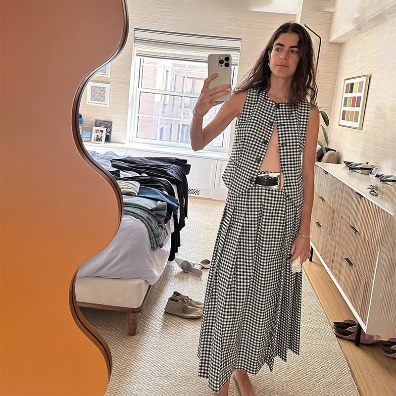 

Meding Sle Artistic Bla White Small id 3D Tailored Vest Skirt Women's Set Spring Summer 2024 Faion Ele