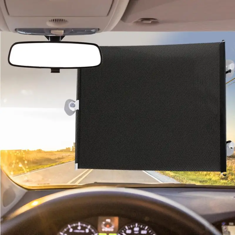 Retractable Windshield Sun Shade Car Window Screen With Suction Cups 1Pc Windshield Sunscreen For Car Automotive Interior Sun