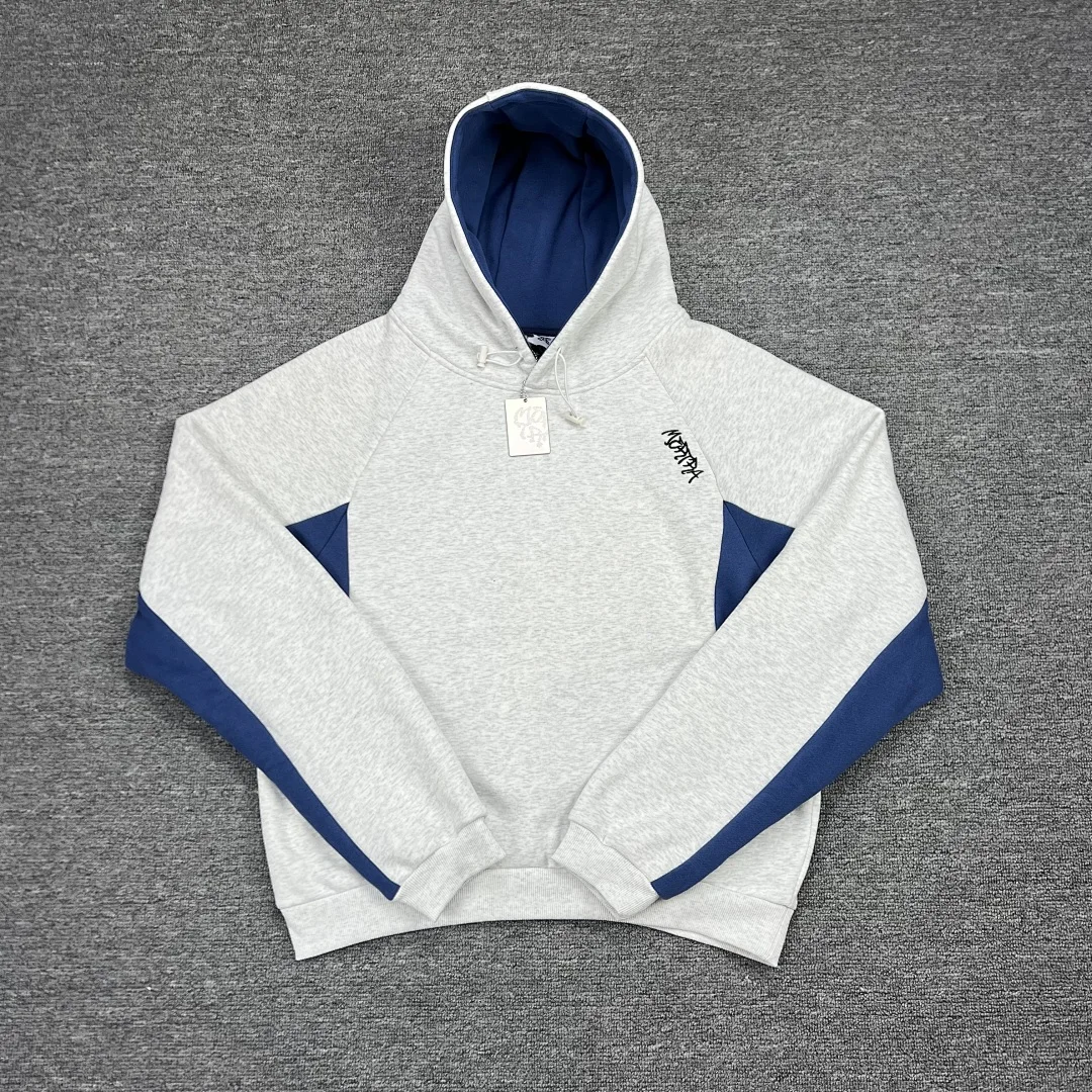 26fw Mertra Color Blocking Logo Embroidery Grey/Blue Women Men Sweatshirt Hoodies Hiphop Oversized Men Hoodie Sets Pullover