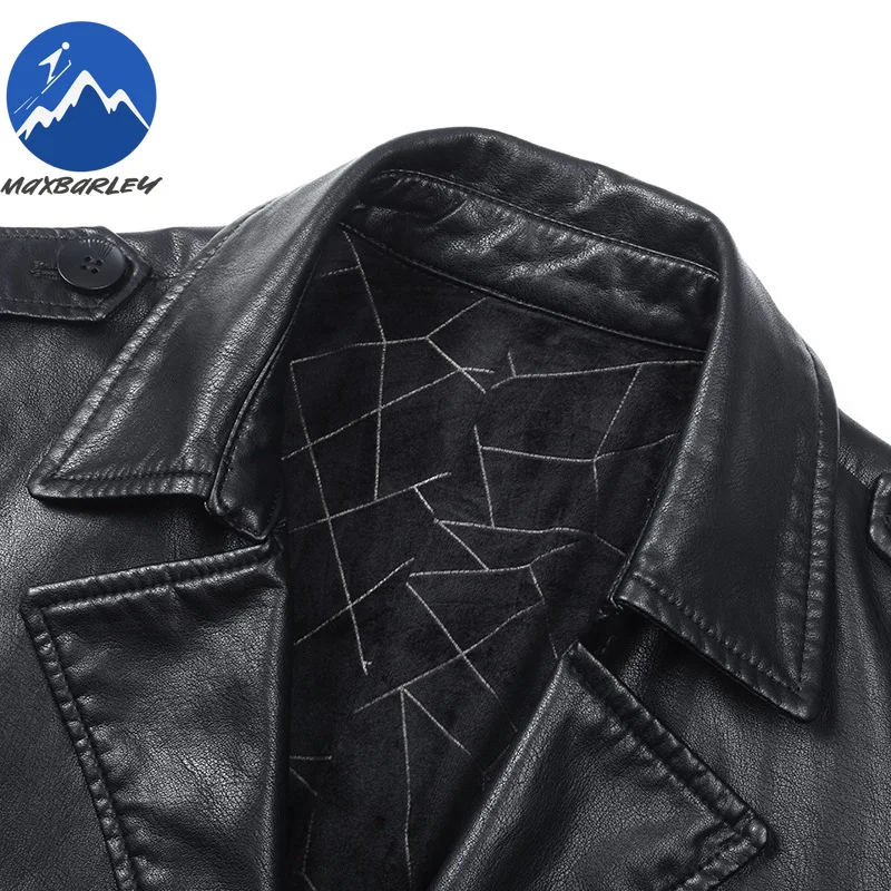 Maxbarley High End Men Leather Jacket 2025 Autumn Korean Style Luxury Suit Lapel Leather Coat Retro Black Motorcyclist PU Jacket