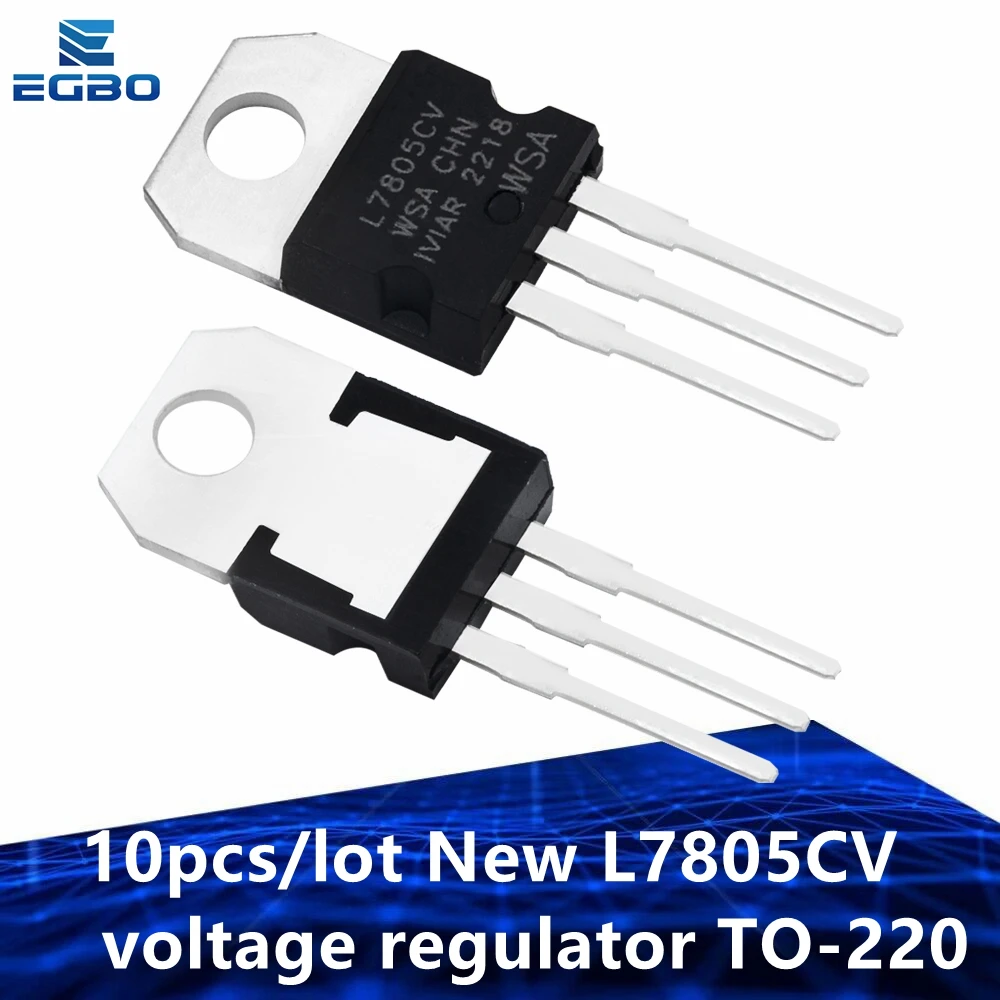 EGBO-POSITIVE Regulador de tensão, Novo regulador de tensão, L7805CV, TO-220, L7805, 7805, 5V, 10Pcs Lot