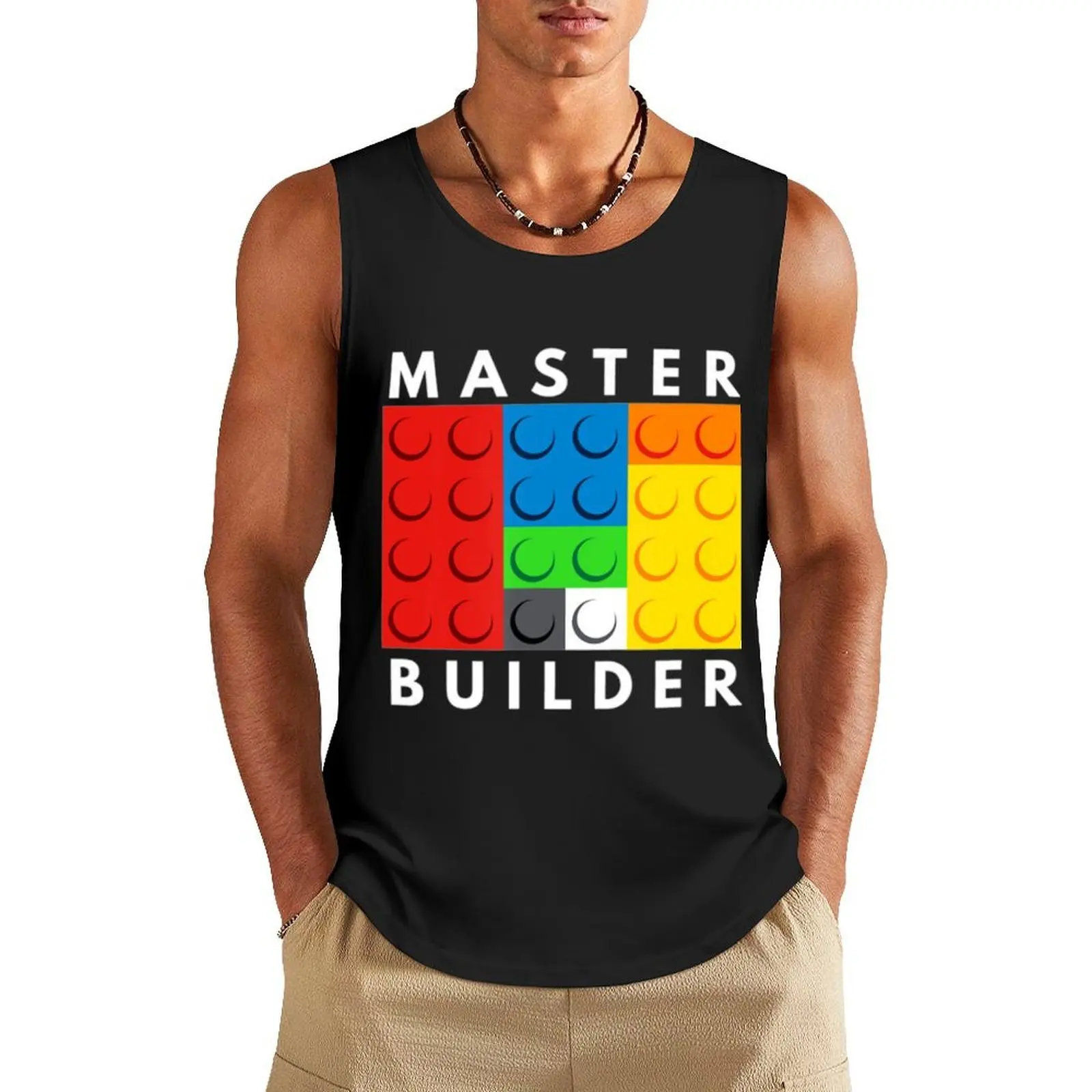 

Master Builder Building Blocks Brick Builders Toys Tank Top muscle t-shirt t-shirts man T-shirt male gym t-shirts