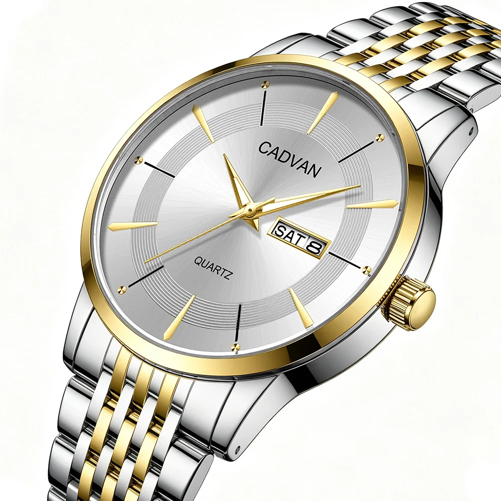 CADVAN Calendar Watch, Stainless Steel Strap, Suitable for Daily Leisure or Business Occasions, Gift for Men, Shipped with Box