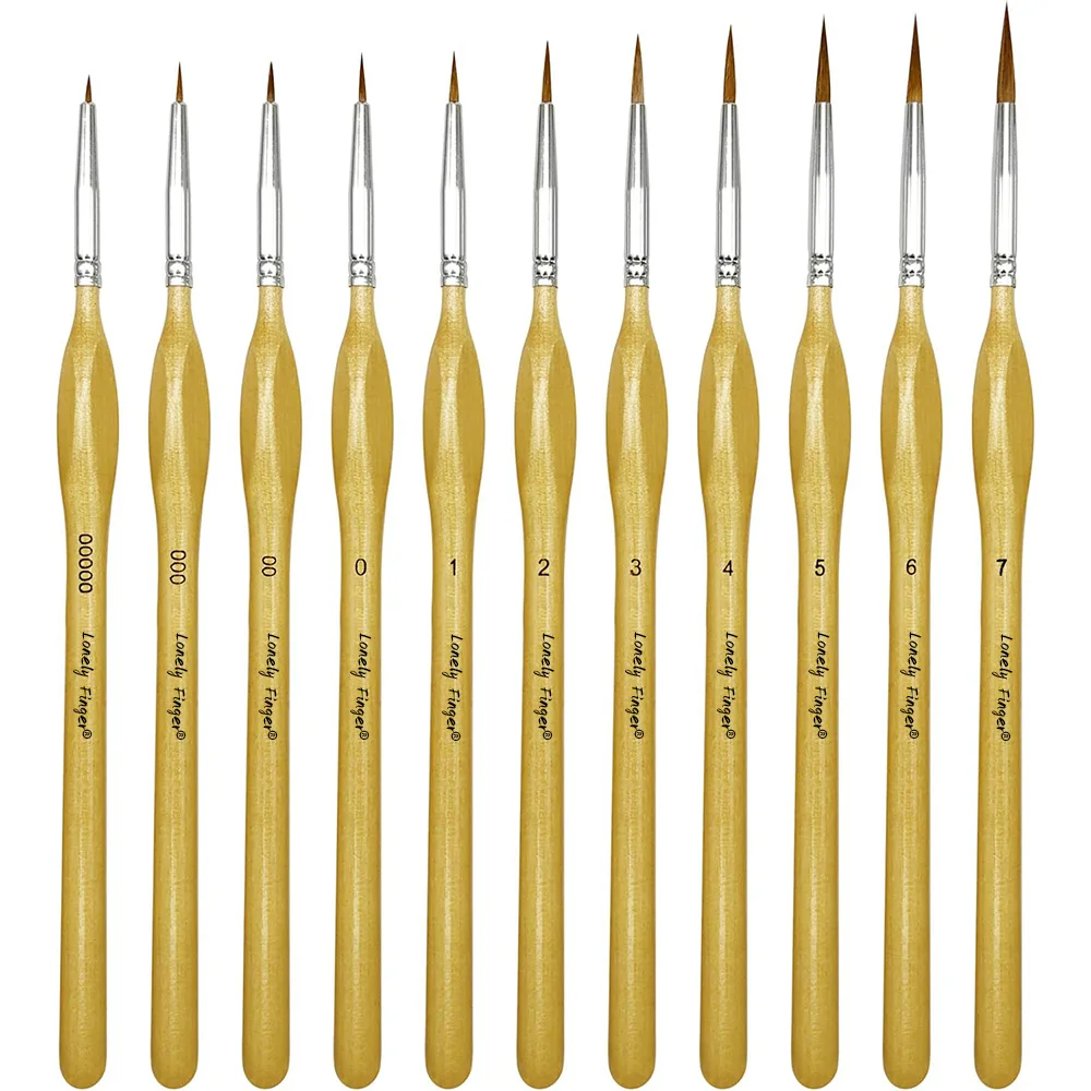 11pcs Professional Fine Detail Paint Brushes Set with Ergonomic Handle Nylon Miniature Painting Brushes for Acrylic Watercolor