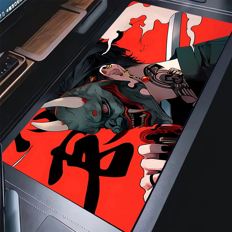 

Gaming Mouse Pad Laptop Devil Oni Mask Desk Mat Gamer Professional Premium Mousepad Speed Control Accessories Anime Keyboard Pad