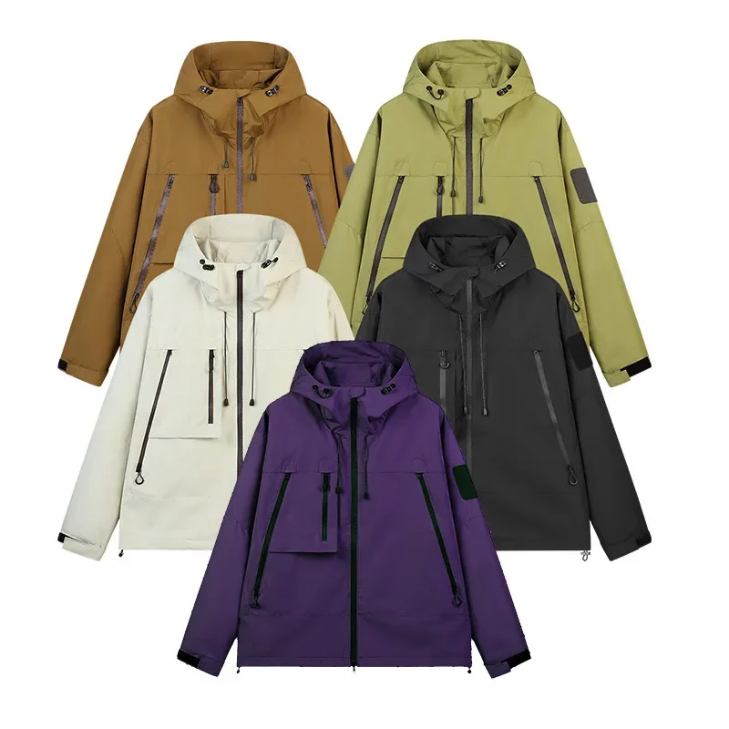 

Новые мужские куртки, куртка с длинным рукавом, кардиган на молнии, пальто, верхняя одежда, однотонные карманы с длинными рукавами и капюшоном, свободная весна 2025 г.