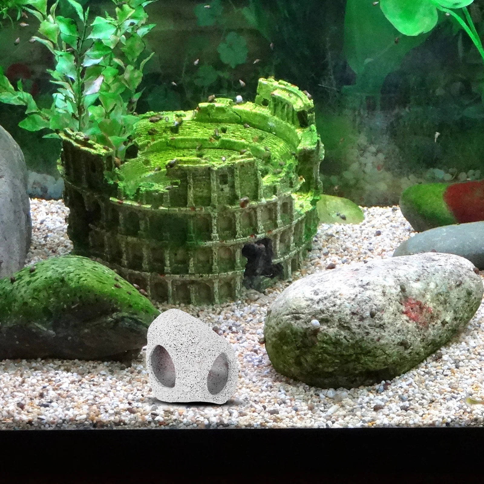 

Grey Ceramic Aquarium Hideout Rock Fish Tank Shelter Betta Shrimp Fish Hideout Cave Aquatic Pet Decoration Shrimp Aquarium Cave