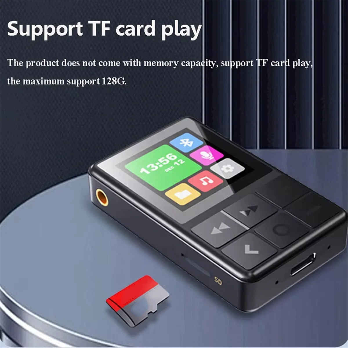 مشغل MP3 صغير للجيب Hifi TFT شاشة ملونة بلوتوث 5.3 HD مسجل توقيت إيقاف تشغيل بطاقة TF مشغل موسيقى