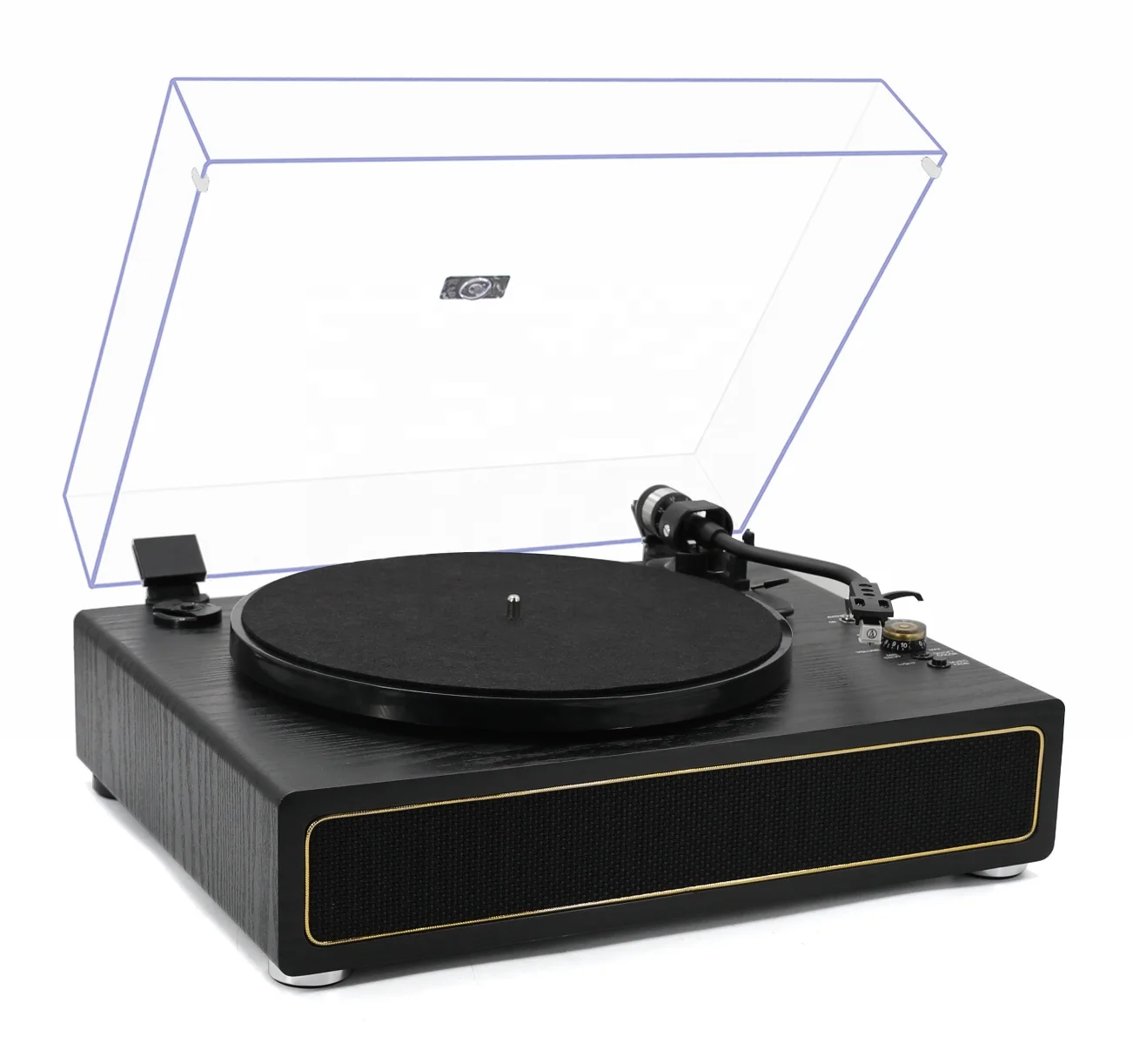 

Hooqu All In One Phonograph And Wireless Connective Vinyl Record Player With LED Lights Platter And Built In Speakers
