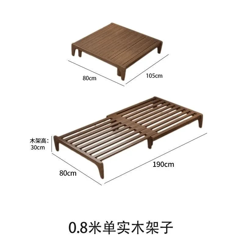 Solid wood small apartment sofa bed folding sitting and lying dual-purpose study multi-functional bedroom single pull-out push