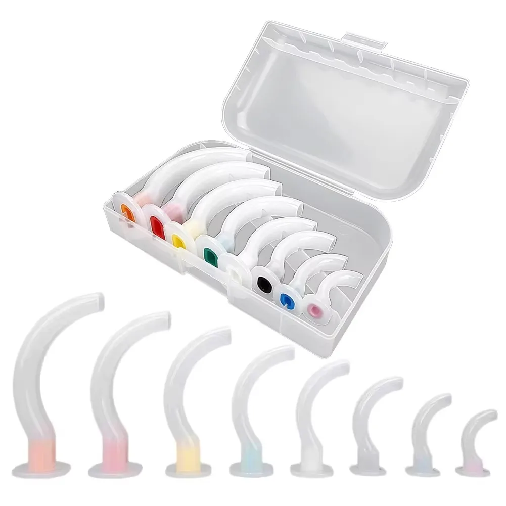 8PCS Disposable Medical Anesthesia Oral Airway Tube Oropharyngeal Gas Guide Throat Pipe for CPR First Aid Respiration A2
