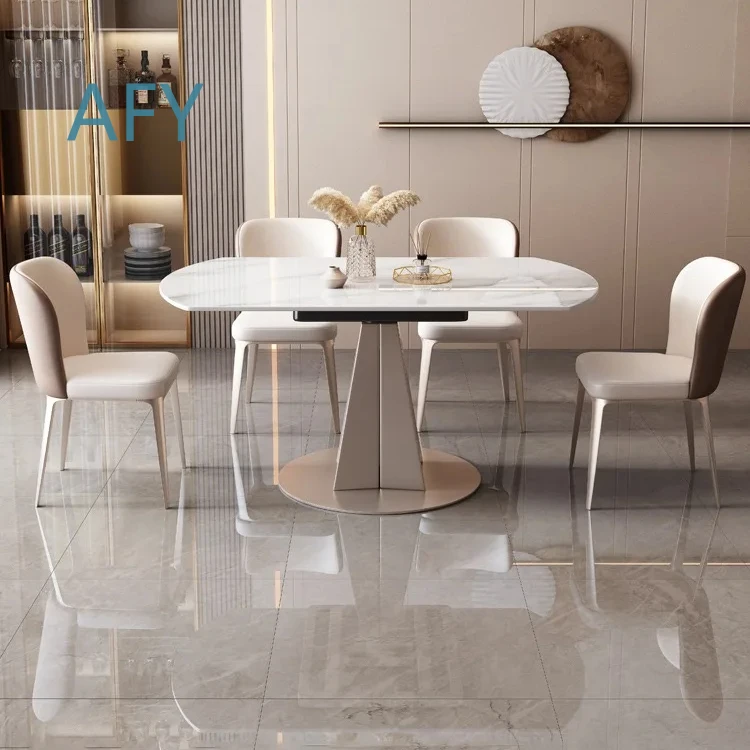 for Home Furniture Top Dining Room Table Set Modern Rotary Expansion Dining Table with Chairs for Living Room Kitchen Space