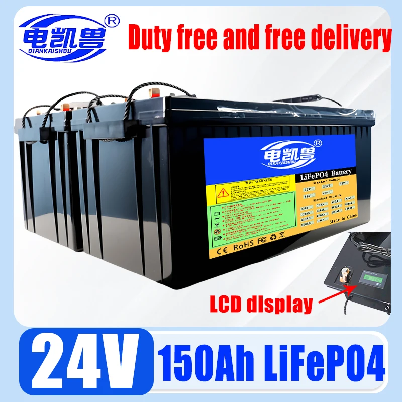 24V 150Ah 12V 300Ah 100Ah LiFePo4 Battery Built-in BMS Lithium Iron Phosphate Cells For Outdoor Camping Golf Cart Solar Storage