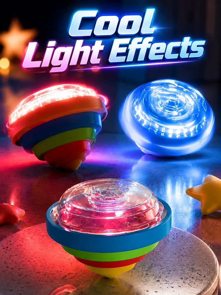 Classic Music Flashing Lights Up Bouncing Spinner Top Rotate Gyro Launcher Educational Interesting Children's Toys Birthday Gift