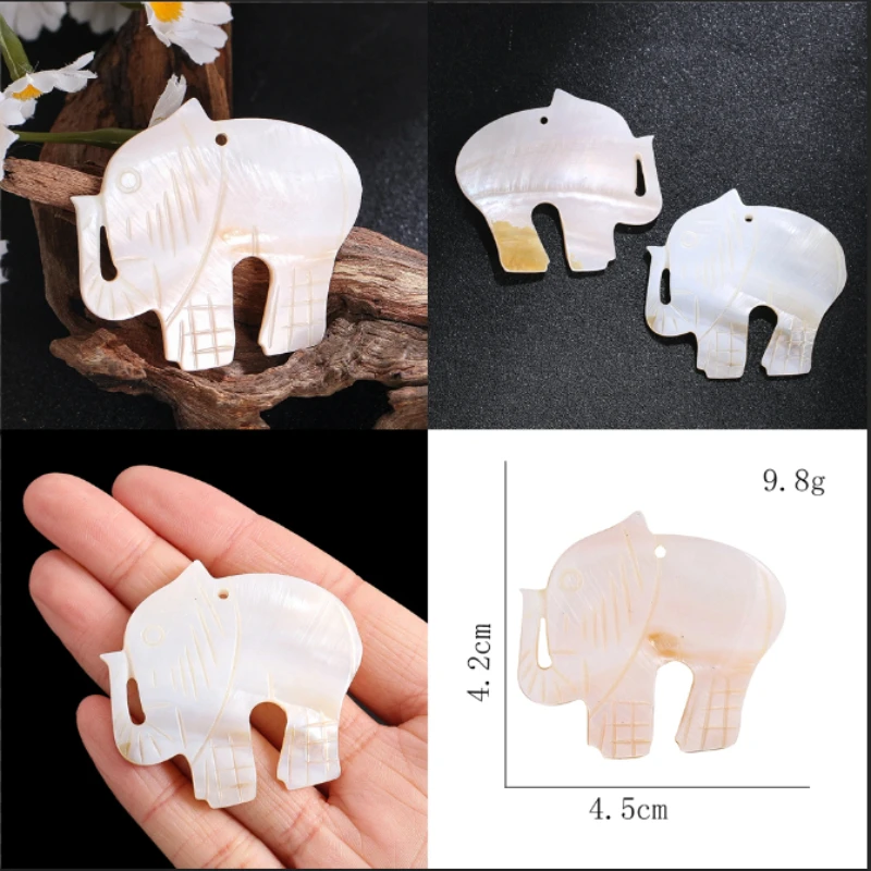 Natural White Mother Of Pearl Shell Elephant Charms Carved Animal Pendant DIY Jewelry Making For Necklace Earring Bracelet