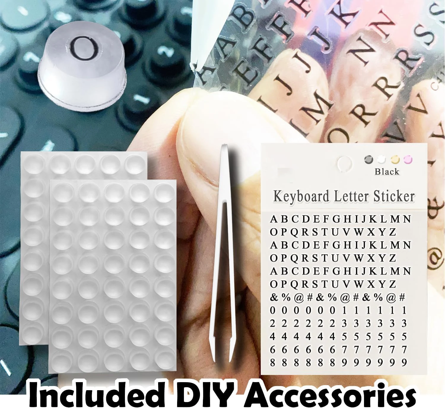 80 Pcs DIY Raised Keyboard Sticker with Letter Decals for Long Nails,  Adhesive Keycap Riser for Nail Art Protective Keycap