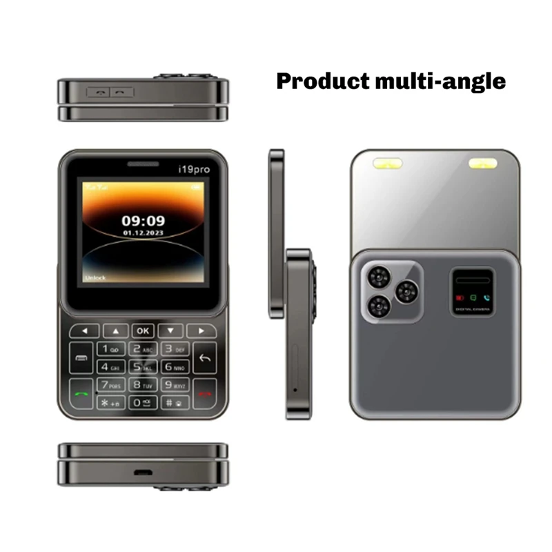 Slide Button Mini Mobile Phone I19 Pro Square 2.4Inch Dual SIM 2G GSM Bluetooth FM Camera Unlocked Small Cell Phone