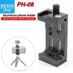 More stable Tripod Head Bracket Mobile Phone Holder Clip For Phone Flashlight Microphone With Spirit level and Cold Shoe Mount