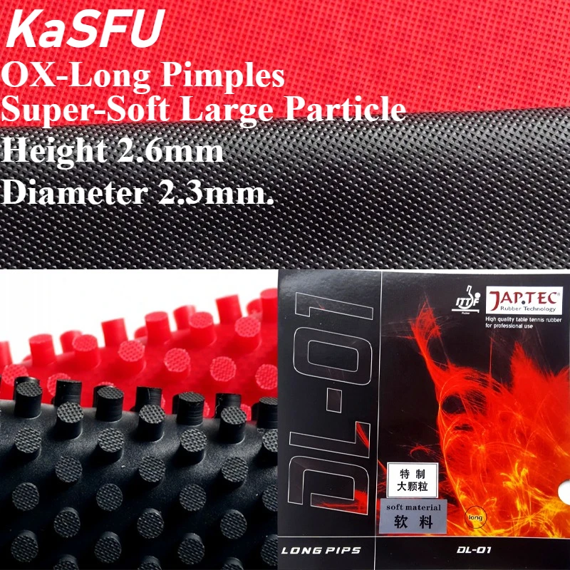 

KaSFU OX Table Tennis Rubber Long Pimples Large Particle Height 2.6mm Ping Pong Bat Rubber for Unpredictable Defense & Anti-Loop