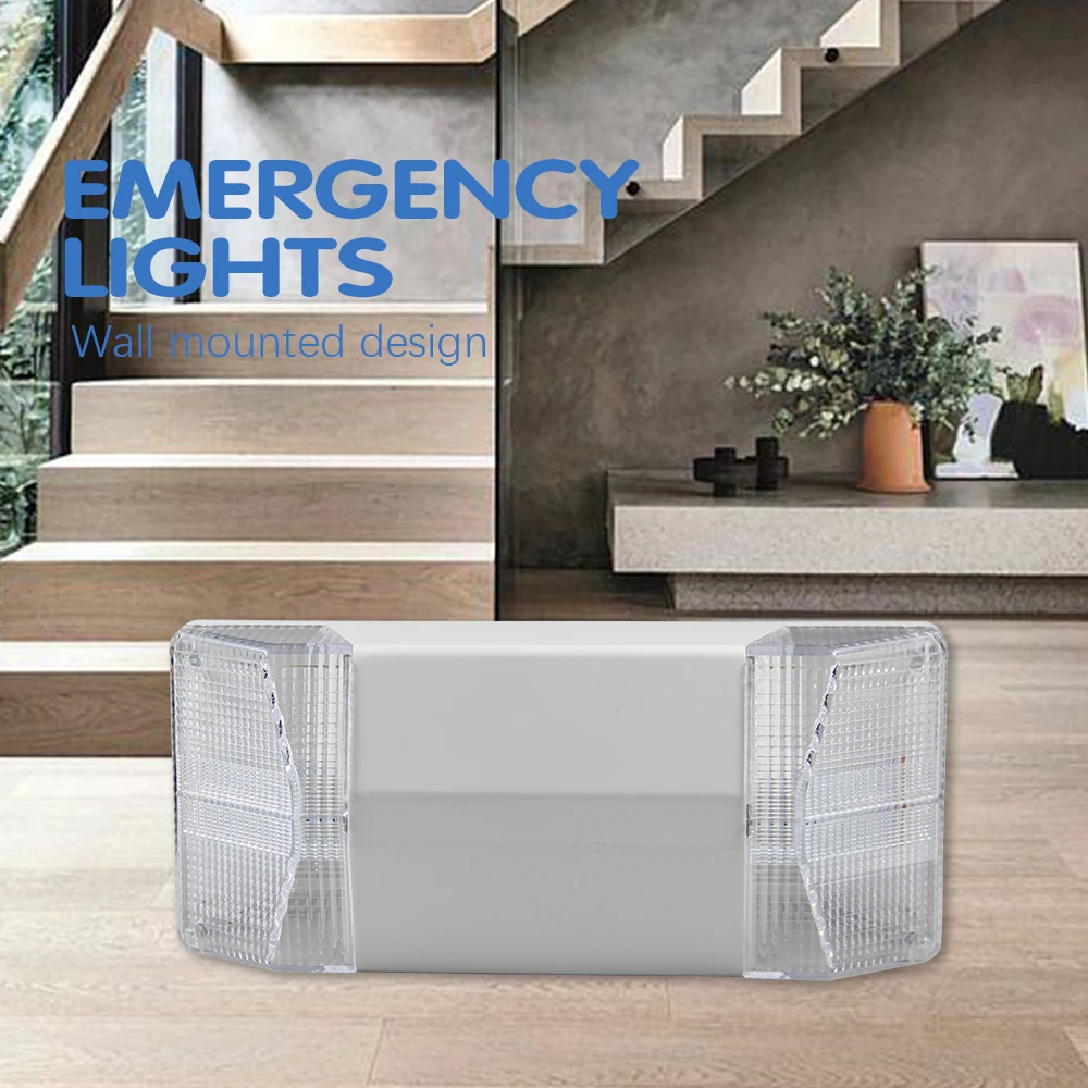 Luce di evacuazione di emergenza lampada di emergenza a LED a doppia testa lampade antincendio ricaricabili a parete indicatore luminoso di sicurezza