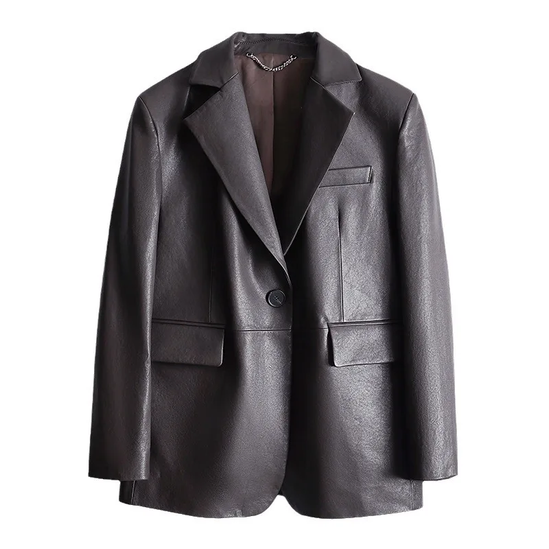 Blazer en cuir de mouton véritable, tannage végétal, forme trempée, nouveau, E94, 2023