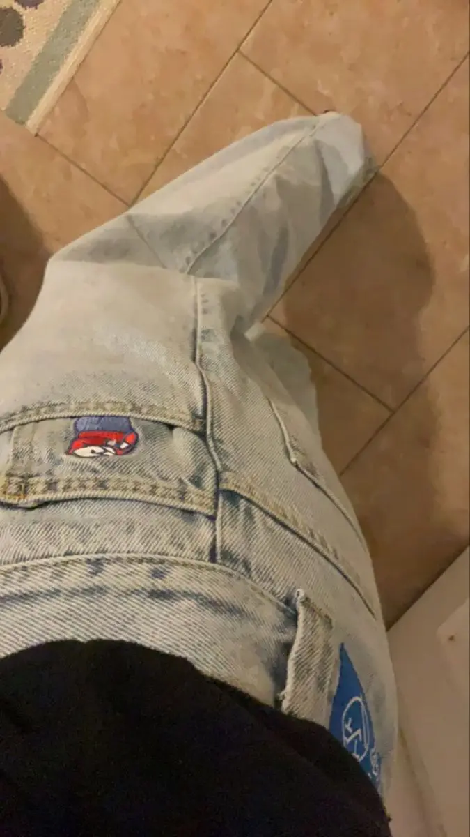 Polar Big Boy Jeans Retro Blue Cartoon Streetwear Embroidery Y2k Pants Baggy Jeans Mens Womens Hip Hop Low Waist Wide Trouser
