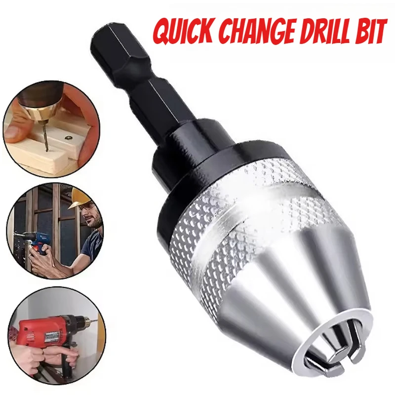 Keyless Drill Chuck Electric Drill Bits Adapter Motor Shaft Mini Chuck 1/4